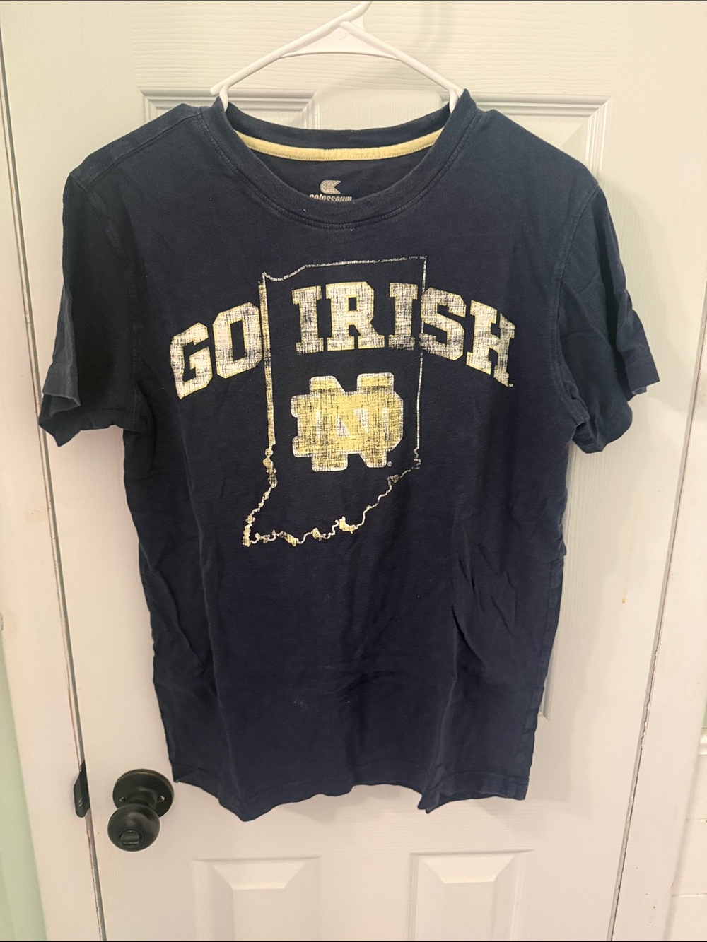 Colosseum Navy Blue 'Go Irish' Short Sleeve Tee with Yellow Graphic